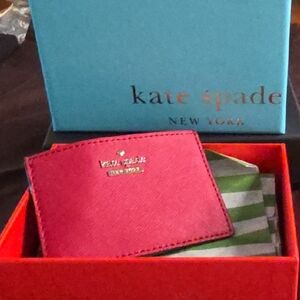 Kate Spade Leather Card Holder with Gold Logo